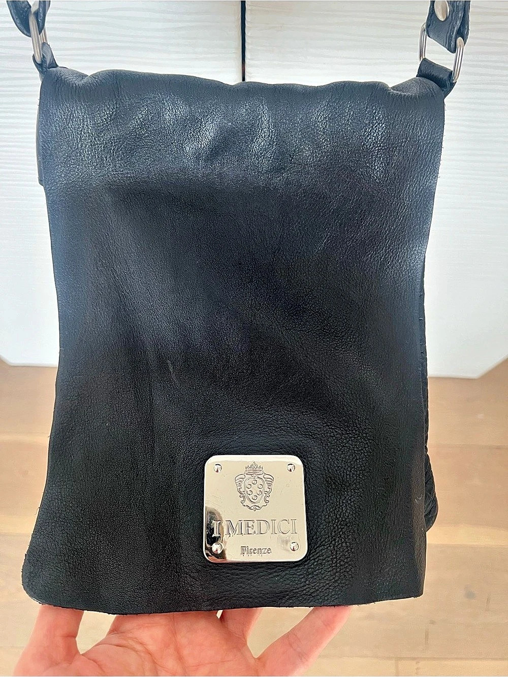 I Medici Firenze Black Leather Crossbody Bag